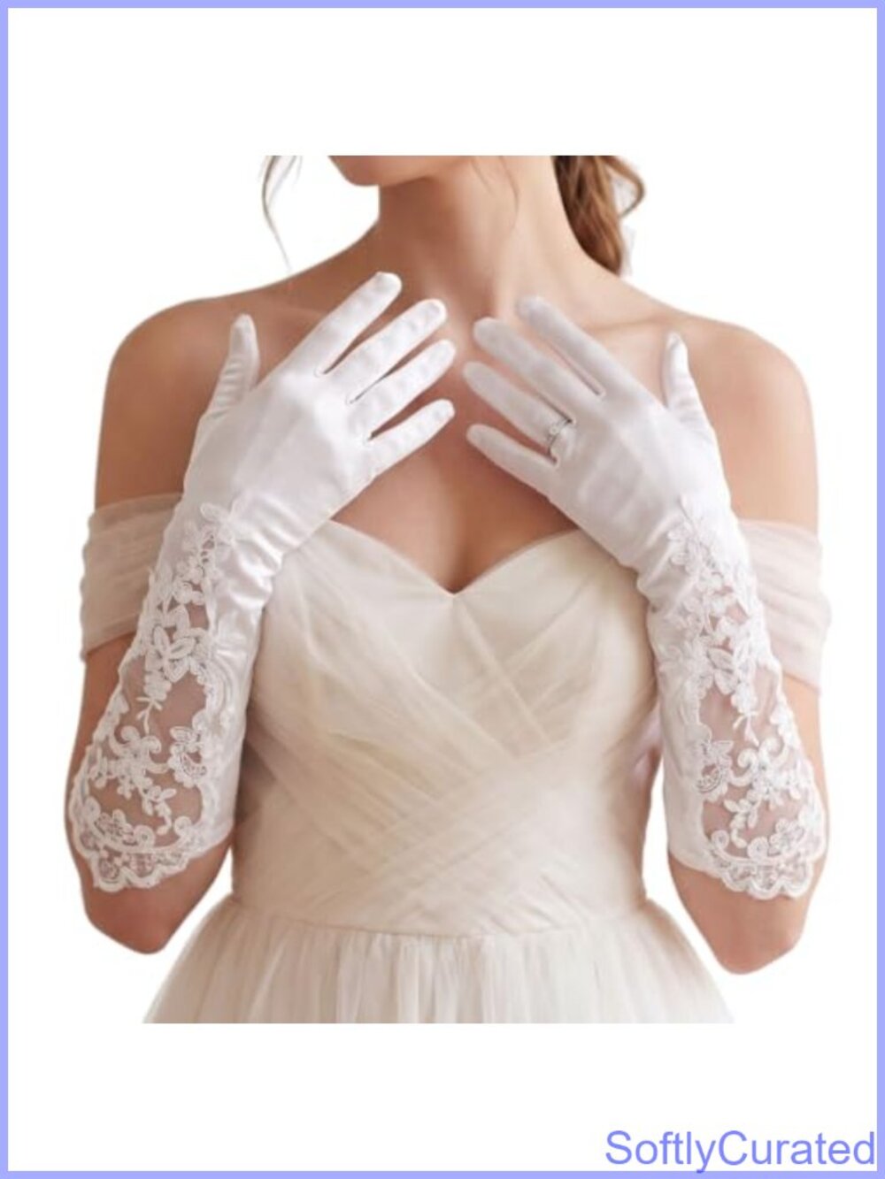 Satin Lace Rhinestone Long Opera Gloves Bridal Formal